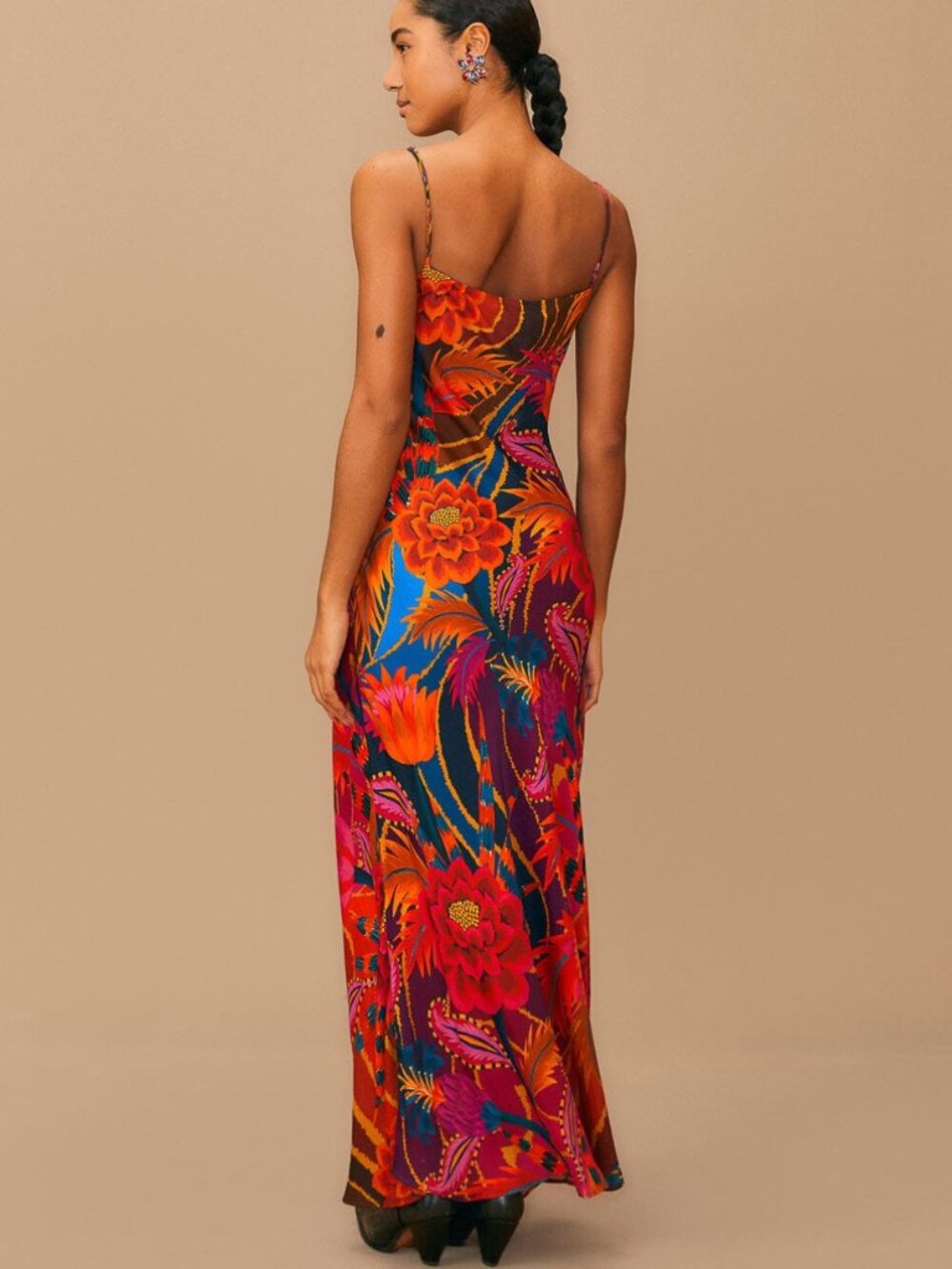 FARM Rio Vintage Wave Multicolor Lenzing™ Ecovero™ Viscose Maxi Dress Sz Small - Picture 3 of 5
